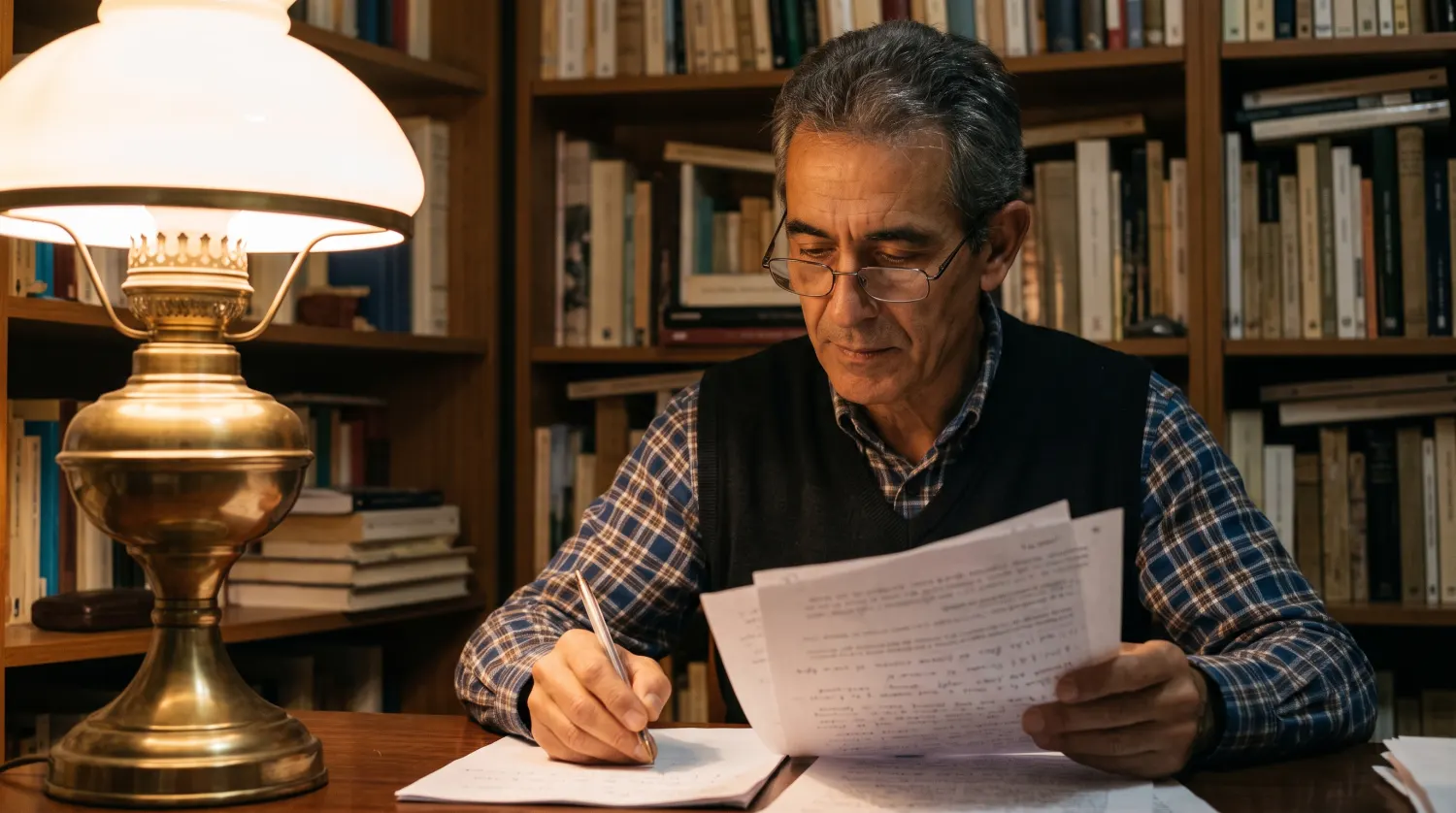 Hombre de unos sesenta años revisa su informe de cotizaciones con una calculadora