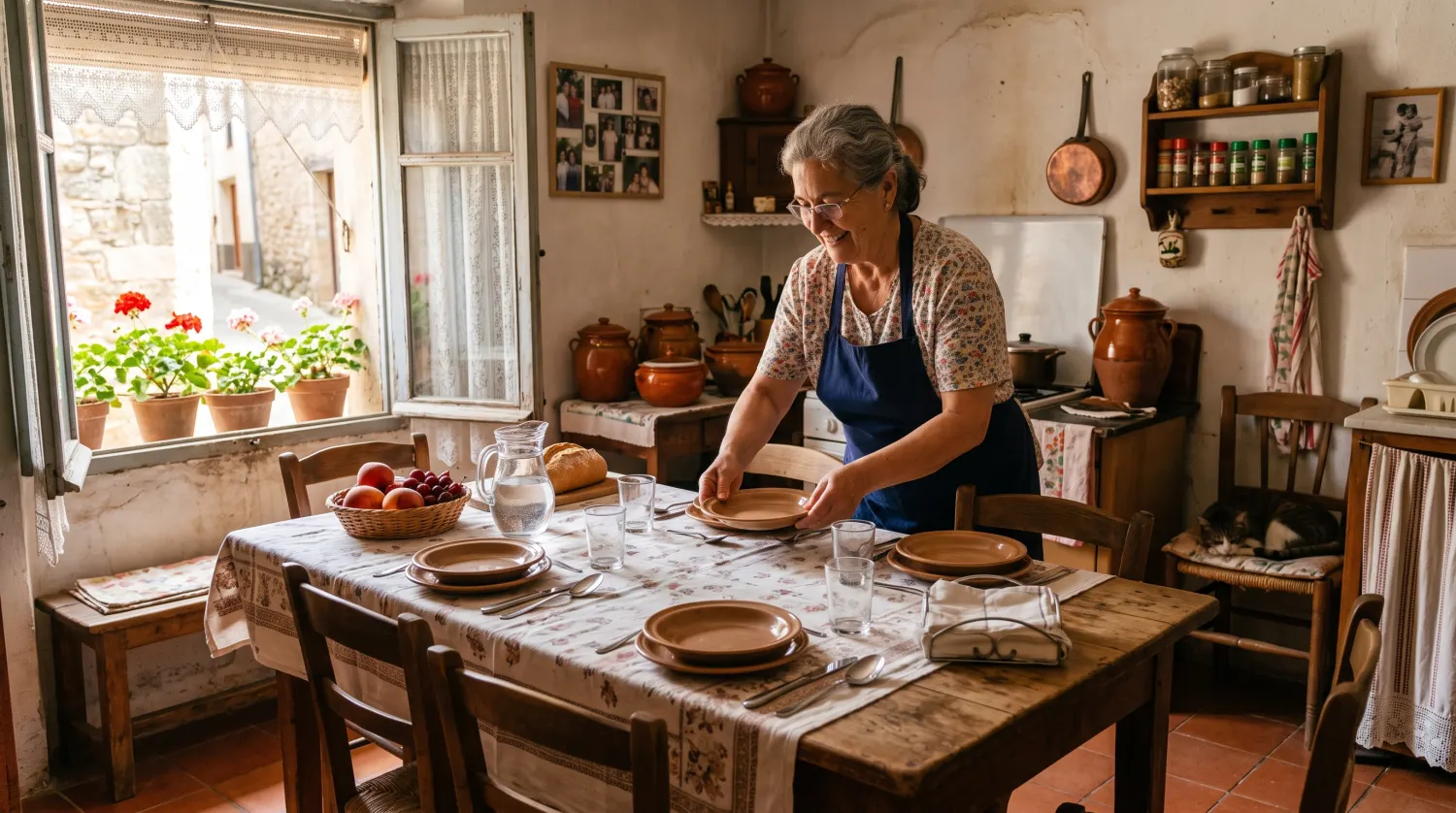 Pareja de jubilados repasa el presupuesto del mes en la mesa de la cocina